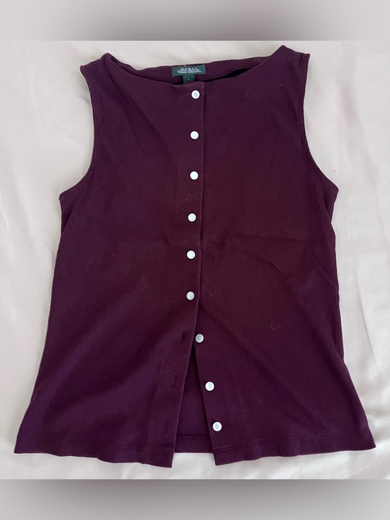 wild fable Tops - wild fable Plum Ribbed Button-Front Sleeveless Tank